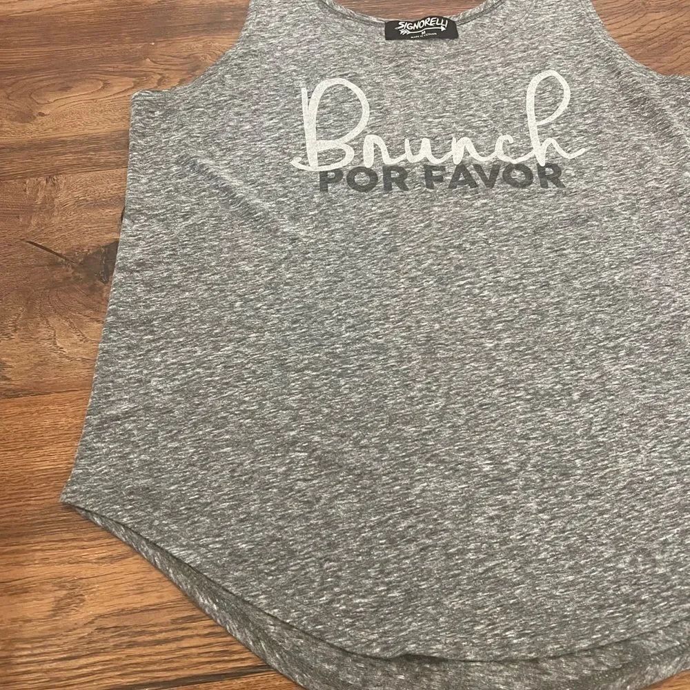 Signorelli Grey “Brunch Please” Racerback Tank Top - Picture 4 of 7